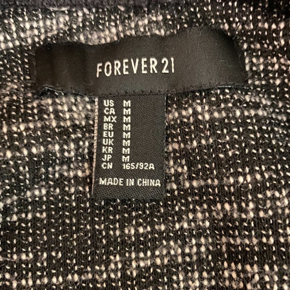 Forever 21 Knit Sweater Jacket Size Medium Full Zip Crew Neck Pockets - Picture 5 of 6